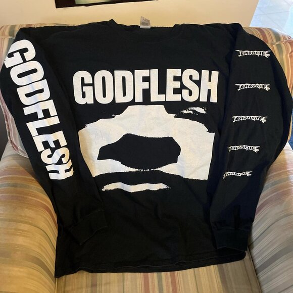 Vintage Concert Show GODFLESH Black Longsleeve Shirt Earache Records Size L